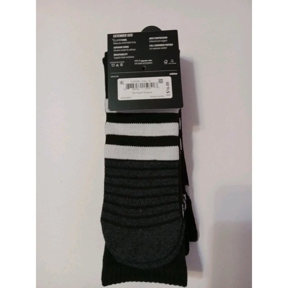 Adidas Crew Socks‎ Men's 3 Pair Black  XL 12-15